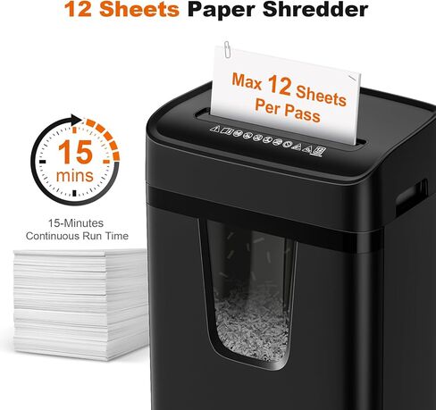 Bonsaii 12-Sheet Paper Shredder, 30 Minutes Shredders for Home Office Use, Micro-Cut Small Office Shredder with 5.5 Gallons/P-4 High Security (C282-B) in Kuwait