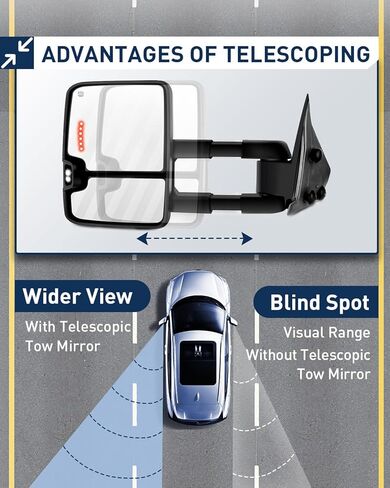 ECCPP Towing Mirrors For 1999-2002 For Chevy Silverado Sierra Power Heated Chrome Towing Mirrors Led Signal Light Pair Set Mirrors in Kuwait