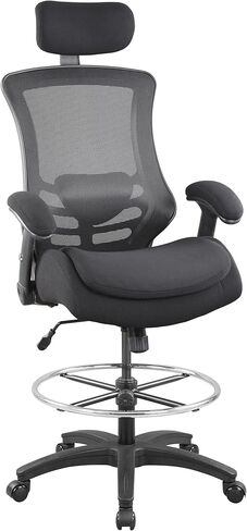 BOLISS 400lbs Mesh Ergonomic Office Computer Drafting Chair with Super Soft Adjustable Flipped Arms Molded Foam Double Seat Cushion Adjustment Lumbar Support Big Foot Ring (Black) in Kuwait