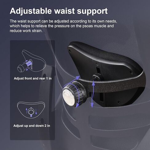 BOLISS 400lbs Mesh Ergonomic Office Computer Drafting Chair with Super Soft Adjustable Flipped Arms Molded Foam Double Seat Cushion Adjustment Lumbar Support Big Foot Ring (Black) in Kuwait