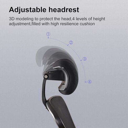 BOLISS 400lbs Mesh Ergonomic Office Computer Drafting Chair with Super Soft Adjustable Flipped Arms Molded Foam Double Seat Cushion Adjustment Lumbar Support Big Foot Ring (Black) in Kuwait