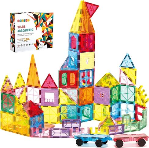 OugerToy 104PCS Magnetic Tiles STEM Building Blocks for Kids Ages 3-9 in Kuwait