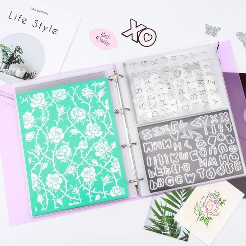 A4 Die Storage Book Binder,Die&Stamp Storage Folder,Page Protectors Pockets Inserts Organizer for Cutting Dies Stencil Album Stamp Crafts,1PCS Storage Book Cover&20PCS Inserts with 1/2/3/4 Pockets in Saudi Arabia