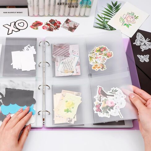 A4 Die Storage Book Binder,Die&Stamp Storage Folder,Page Protectors Pockets Inserts Organizer for Cutting Dies Stencil Album Stamp Crafts,1PCS Storage Book Cover&20PCS Inserts with 1/2/3/4 Pockets in Saudi Arabia