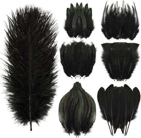 MARFOREVER 100 Pcs Natural Pheasant Feathers, 7 Styles Bulk Feathers Peacock Feathers Turkey Feathers for Crafts DIY Hat Floral Arrangements Wing Quill Wedding Home Party Decorations in Kuwait