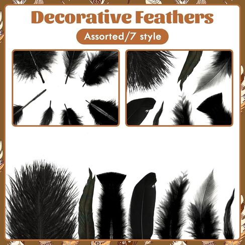 MARFOREVER 100 Pcs Natural Pheasant Feathers, 7 Styles Bulk Feathers Peacock Feathers Turkey Feathers for Crafts DIY Hat Floral Arrangements Wing Quill Wedding Home Party Decorations in Kuwait