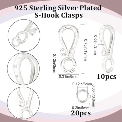 Beebeecraft 1 Box 10pcs S Hook Clasps 24K Gold Plated Ring Ring Clasps Clasps With 20pcs Rings Rings Hears Hounder Wire Healdes for DIY Making Bracelet in Saudi Arabia