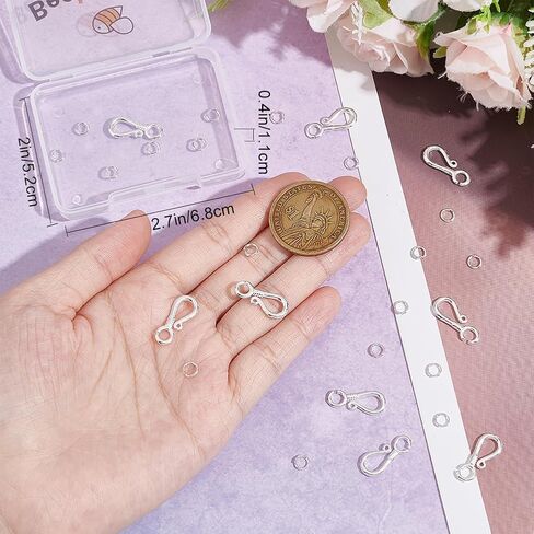 Beebeecraft 1 Box 10pcs S Hook Clasps 24K Gold Plated Ring Ring Clasps Clasps With 20pcs Rings Rings Hears Hounder Wire Healdes for DIY Making Bracelet in Saudi Arabia