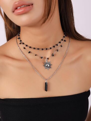 Sacina Layered Sun Necklace, Healing Crystal Necklace, Boho Necklace, Hippie Necklace, Summer Necklace, Beach Necklace, Christmas Jewelry Gift for Women in Saudi Arabia