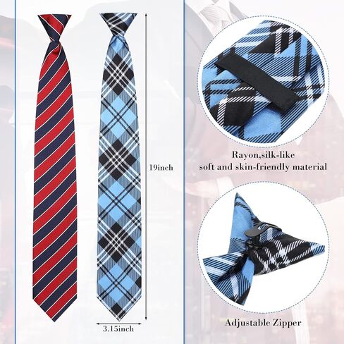 Janmercy 6 Pcs Clip on Tie for Men Clip on Easy Necktie Striped Solid Plaid Dots Mixed Lot Tie for Office School, 20 Inch (Assorted Style) in Saudi Arabia