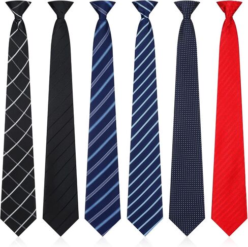 Janmercy 6 Pcs Clip on Tie for Men Clip on Easy Necktie Striped Solid Plaid Dots Mixed Lot Tie for Office School, 20 Inch (Assorted Style) in Saudi Arabia