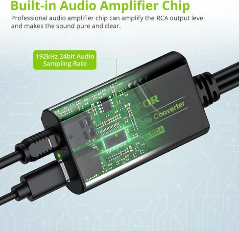 LiNKFOR 192 كيلو هرتز DAC محول رقمي إلى تناظري محول رقمي بصري SPDIF Toslink إلى صوت ستيريو تناظري RCA L/R محول صوت مع كابل بصري لـ HDTV Blu Ray DVD Amps (ذكر RCA) in Kuwait