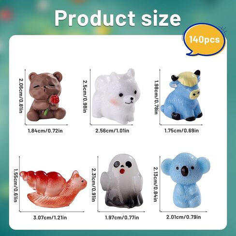 140 Pack Mini Animals Duck ， Cow ， Bee Pey Tompurines Betrin in Kuwait