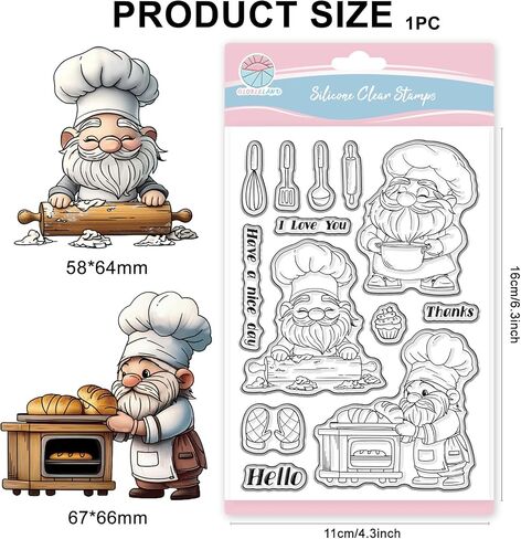 Globleland المرحاض جنوم ختمات واضحة لصنع البطاقات لصيد القزم صيد السيليكون تحيات ختم ختم شفاف ل DIY Scrapbooking الألبوم ألبوم الألبوم in Saudi Arabia