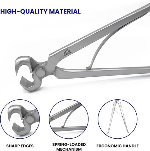 10" Farrier Hoof Nipper - Chrome Vanadium Steel with Pre-Loaded Spring, Precision Hand-Aligned Blades, Ideal for Foal, Shetland, Miniature, Donkey, and Pony Hoof Trimming. in Saudi Arabia