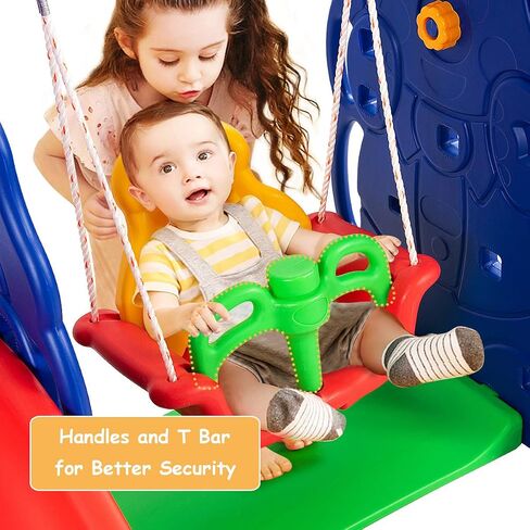 Costzon 6 in 1 Slide Toddler Slide and Swing ، Kids Large Clide Slide Playset مع كرة السلة ، بوابة كرة القدم وثقب الجولف ، مجموعة أرجوحة للملعب في الفناء الخلفي في الهواء الطلق 2-12 هدايا in Saudi Arabia