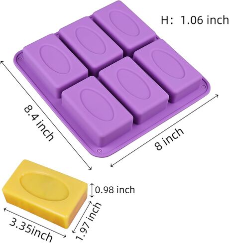 قالب صابون الصابون السيليكون 6 قوالب صابون زهرة المستطيل لمحطة محلية الصنع القالب ، قالب الكعكة ، مكعب الثلج (حجم 3.15 × 2.17 بوصة) in Kuwait