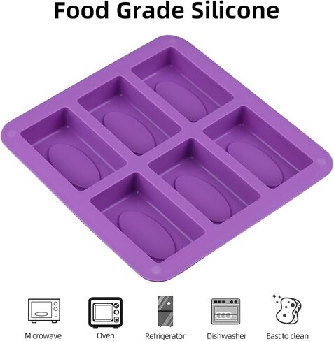 قالب صابون الصابون السيليكون 6 قوالب صابون زهرة المستطيل لمحطة محلية الصنع القالب ، قالب الكعكة ، مكعب الثلج (حجم 3.15 × 2.17 بوصة) in Kuwait