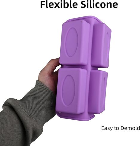 قالب صابون الصابون السيليكون 6 قوالب صابون زهرة المستطيل لمحطة محلية الصنع القالب ، قالب الكعكة ، مكعب الثلج (حجم 3.15 × 2.17 بوصة) in Kuwait