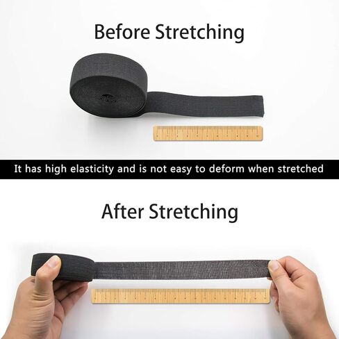 2 Rolls 11 Yards Black Elastic Band Roll Elastic Spool Stretch Strap for Sewing Trouser Skirt Belts 3/5 Inch Black White in Kuwait