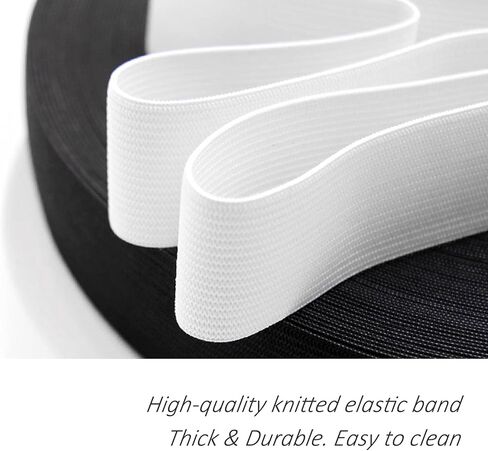 2 Rolls 11 Yards Black Elastic Band Roll Elastic Spool Stretch Strap for Sewing Trouser Skirt Belts 3/5 Inch Black White in Kuwait