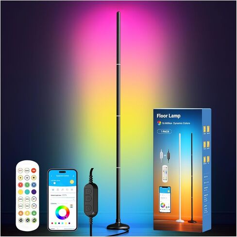 مصباح أرضي Daybetter ، مصابيح زاوية LED متوافقة مع Alexa و BGRIC و 1200 Lumen LED LED مع مزامنة الموسيقى و 16 مليون ألوان DIY ، مصباح أرضي واقف لغرفة النوم ، ديكور المنزل (حزمة واحدة) in Kuwait