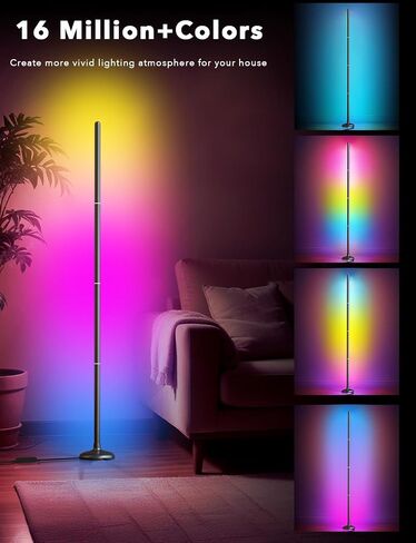 مصباح أرضي Daybetter ، مصابيح زاوية LED متوافقة مع Alexa و BGRIC و 1200 Lumen LED LED مع مزامنة الموسيقى و 16 مليون ألوان DIY ، مصباح أرضي واقف لغرفة النوم ، ديكور المنزل (حزمة واحدة) in Kuwait