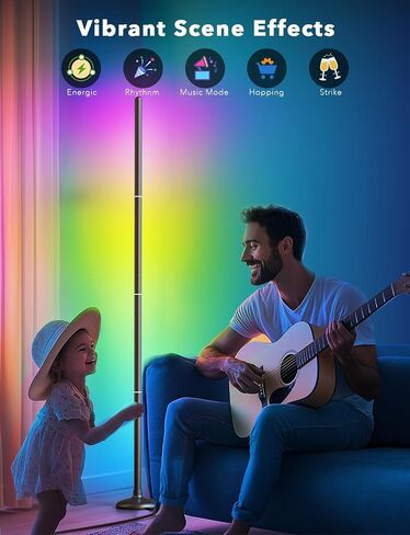 مصباح أرضي Daybetter ، مصابيح زاوية LED متوافقة مع Alexa و BGRIC و 1200 Lumen LED LED مع مزامنة الموسيقى و 16 مليون ألوان DIY ، مصباح أرضي واقف لغرفة النوم ، ديكور المنزل (حزمة واحدة) in Kuwait