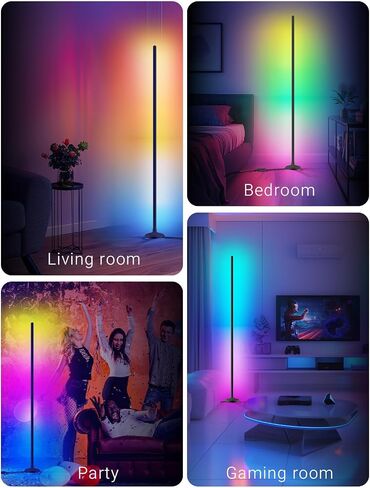 مصباح أرضي Daybetter ، مصابيح زاوية LED متوافقة مع Alexa و BGRIC و 1200 Lumen LED LED مع مزامنة الموسيقى و 16 مليون ألوان DIY ، مصباح أرضي واقف لغرفة النوم ، ديكور المنزل (حزمة واحدة) in Kuwait