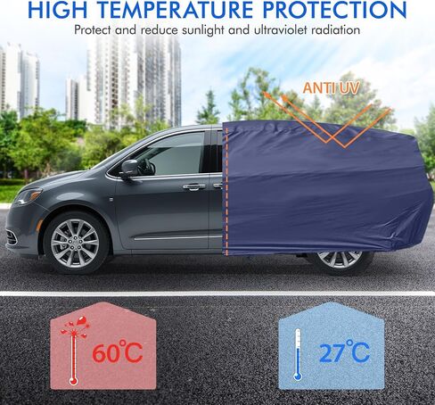 غطاء سيارة Tesla Model Y مقاوم للماء في جميع الأحوال الجوية، 6 طبقات خارجية كاملة للحماية من المطر والشمس والأشعة فوق البنفسجية والثلج مع سحاب قطني، وجيب مرآة ومنفذ شحن in Kuwait