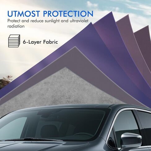 غطاء سيارة Tesla Model Y مقاوم للماء في جميع الأحوال الجوية، 6 طبقات خارجية كاملة للحماية من المطر والشمس والأشعة فوق البنفسجية والثلج مع سحاب قطني، وجيب مرآة ومنفذ شحن in Kuwait