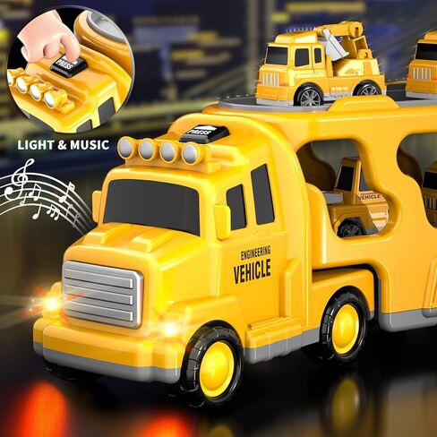 Bennol Toddler Trucks Toys for Boys Age 3-5, 5 in 1 City Car Truck for Toddlers Boys Girls 3 4 5 6 Years Old, Toddler Boy Toys Christmas Birthday Gift Car Sets with Light Sound in Saudi Arabia