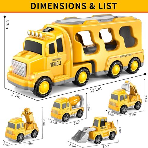 Bennol Toddler Trucks Toys for Boys Age 3-5, 5 in 1 City Car Truck for Toddlers Boys Girls 3 4 5 6 Years Old, Toddler Boy Toys Christmas Birthday Gift Car Sets with Light Sound in Saudi Arabia