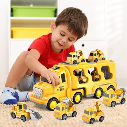 Bennol Toddler Trucks Toys for Boys Age 3-5, 5 in 1 City Car Truck for Toddlers Boys Girls 3 4 5 6 Years Old, Toddler Boy Toys Christmas Birthday Gift Car Sets with Light Sound in Saudi Arabia