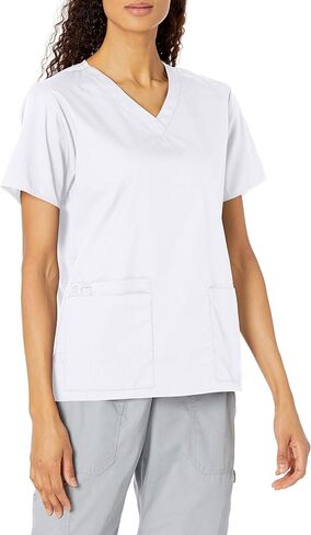 WonderWink Womens V-Neck Top Medical Scrubs Shirt, White, 2X US in Saudi Arabia