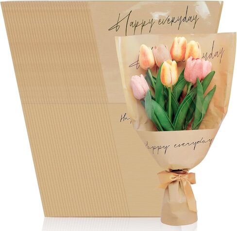 ROLYTA 50 Pcs Flower Sleeves for Bouquets, 9.4x17.5inches Floral Wrapping Paper for Bouquets, Kraft Paper for Flower Wraps, Rose Sleeves Bulk Flower Bags for Wedding Graduation Birthday Mother's Day in Saudi Arabia
