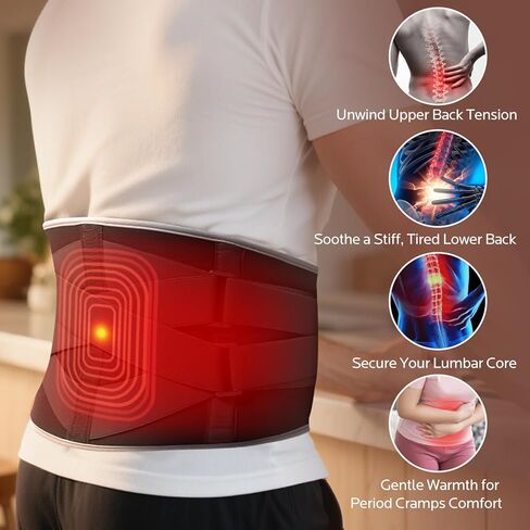 وسادة التدفئة للمدلكات الخلفية: وسادة التدفئة الكهربائية لتلدف تقلصات أسفل الظهر مع 9 مستويات حرارة و 4 إعدادات مؤقت - وسادة ساخنة يمكن ارتداؤها للنساء الرجال in Kuwait