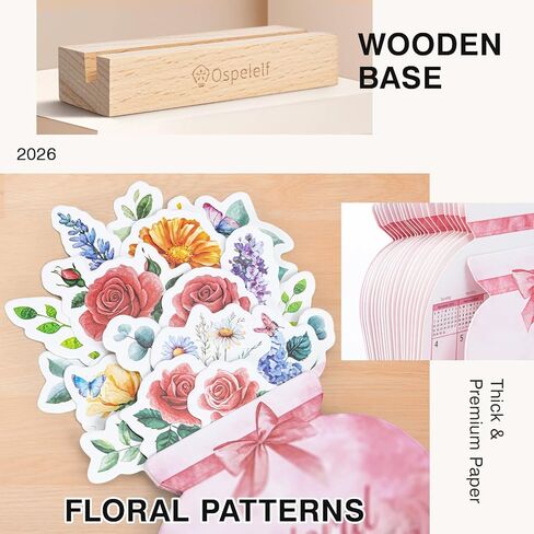 Ospelelf Floral Desk Calendar 2025-2026, Mini Pink Standing Motivational Rose Decorative Calendars, 18 Months, from January 2025 to June 2026, Home Office Decor Desk Accessories in Kuwait