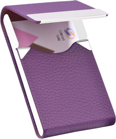 حامل بطاقة العمل مع التصميم النحيف للغاية ، علبة بطاقة العمل مع جلد PU المتميز ، حامل بطاقة الجيب المعدنية للنساء/الرجال ، حامل بطاقة الاسم المهني مع مغناطيسي مغناطيسي (Rose Red) in Kuwait