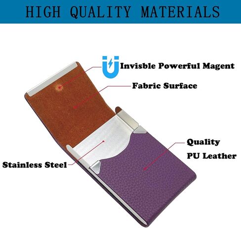 حامل بطاقة العمل مع التصميم النحيف للغاية ، علبة بطاقة العمل مع جلد PU المتميز ، حامل بطاقة الجيب المعدنية للنساء/الرجال ، حامل بطاقة الاسم المهني مع مغناطيسي مغناطيسي (Rose Red) in Kuwait