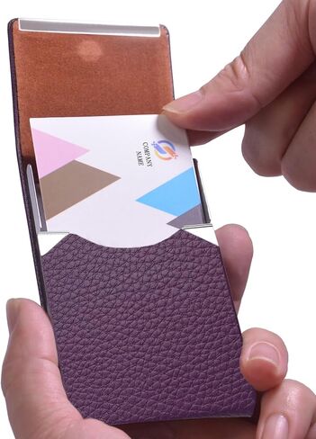 حامل بطاقة العمل مع التصميم النحيف للغاية ، علبة بطاقة العمل مع جلد PU المتميز ، حامل بطاقة الجيب المعدنية للنساء/الرجال ، حامل بطاقة الاسم المهني مع مغناطيسي مغناطيسي (Rose Red) in Kuwait
