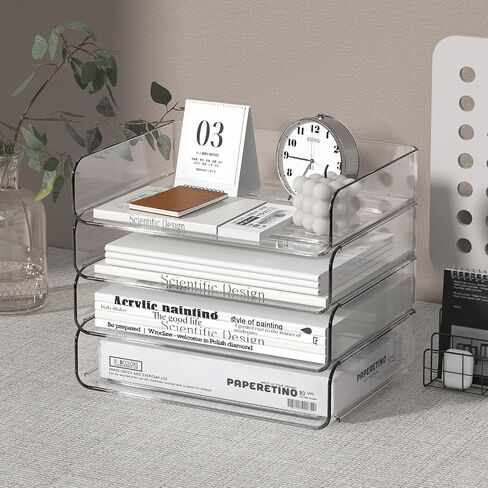 4-Tier Paper Tray Organizer for Desk,Paper Organizer with a Pen Holder,Desk Paper Trays for Pens,Office Accessories, Notes, File Paper, Document in Saudi Arabia