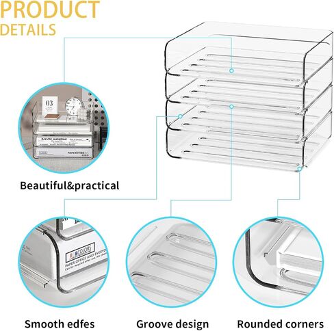 4-Tier Paper Tray Organizer for Desk,Paper Organizer with a Pen Holder,Desk Paper Trays for Pens,Office Accessories, Notes, File Paper, Document in Saudi Arabia