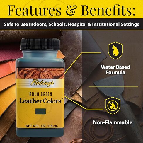 Fiebing's LeatherColors (4 Fl Oz, Chocolate) - Leather Dye for Natural Leather - Water-Based, Non-Flammable Formula - Permanent & Penetrating Color for Shoes, Boots, Furniture - Safe for Institutions in Kuwait