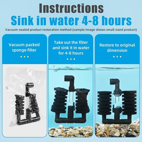 AQUANEAT 4 Pack Double Bio Sponge Filter, for Fry, Betta, Shrimp, Nano, Aquarium Fish Tank (Small up to 20 Gal) in Saudi Arabia