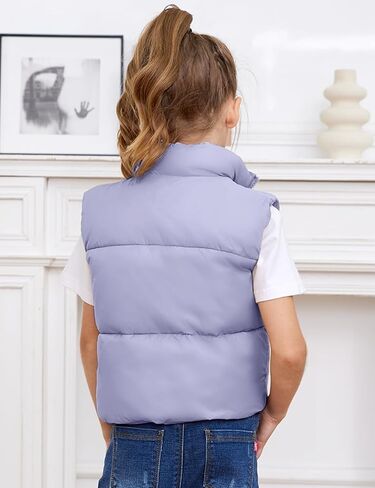 Yimoon Girls Cropped Puffer Vest Lightweight Padded Quilted Vest Stand Collar Warm Sleeveless Puffy Gilet in Kuwait