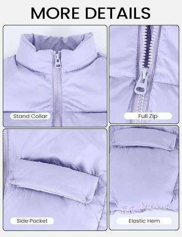 Yimoon Girls Cropped Puffer Vest Lightweight Padded Quilted Vest Stand Collar Warm Sleeveless Puffy Gilet in Kuwait