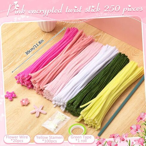 Peryiter 371 PCS Pipe Cleaners مجموعة 12 بوصة منظفات الأنابيب تشنيل تنبعات الحرف الحرف الكبرى لصنع باقة Tulip ، مشاريع Art DIY Craft Decorations Party Party (Green) in Kuwait