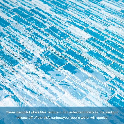 Glass Mosaic Tile Gradient Ddark Blue 12 x 12 Inch Glossy Glass Tile for Swimming Pool Backsplash Shower Waterline Fountain Spa Wall (5-Pack, 5 sq.ft.) in Saudi Arabia