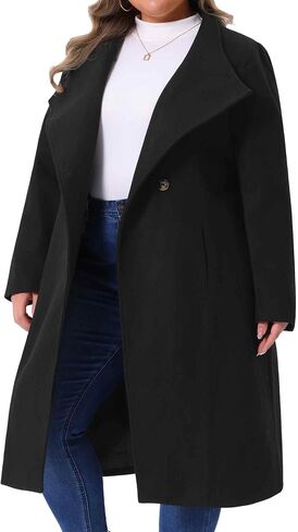 Agnes Orinda Women's Plus Size Overcoat Classic Stand Collar Long Sleeve Outwear WoolWinter Long Trench Coat in Saudi Arabia